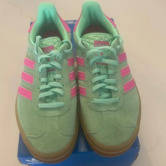 adidas gazelle silver green womens Adidas Gazelle Bold green and pink knit sneakers main image 1